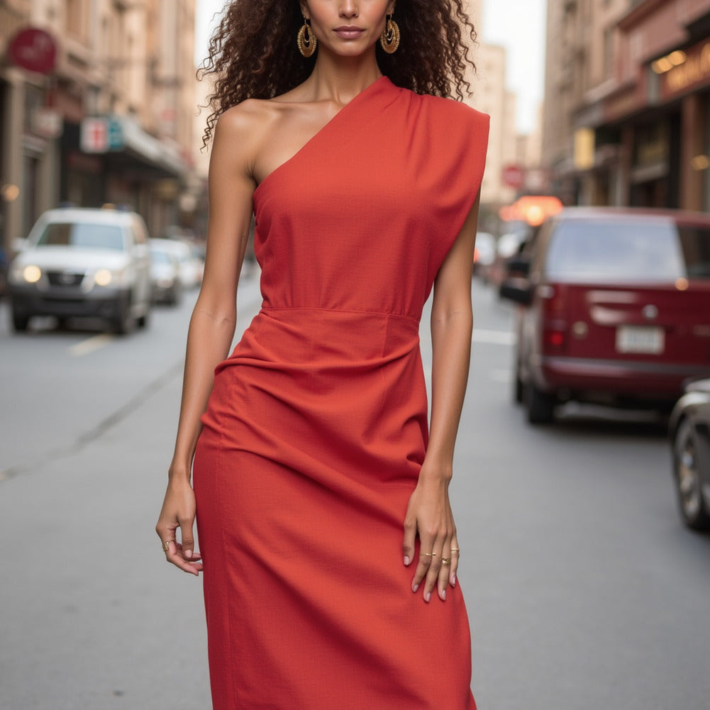 Stretch Linen Woven - Apple Red - Asturias Collection - Editorial