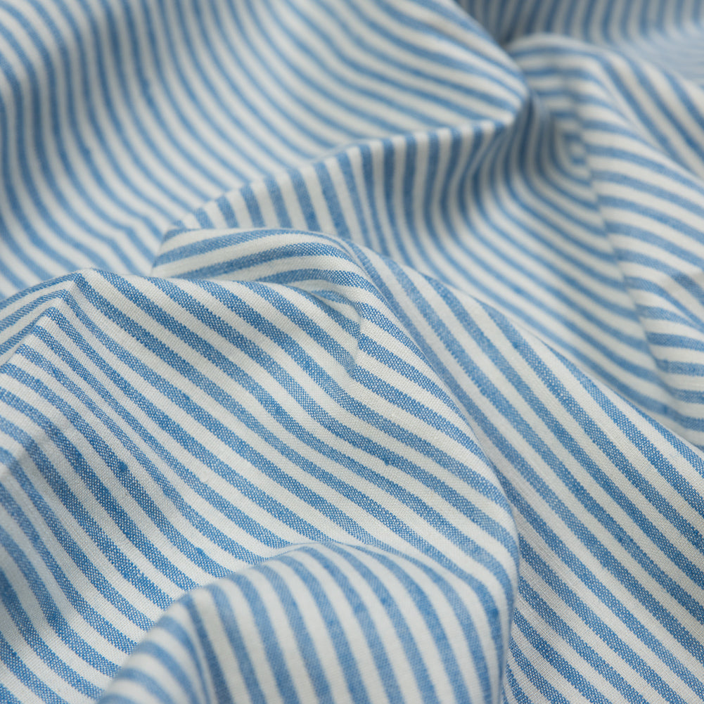 Stretch Linen Woven - Striped Blue - Asturias Collection - Detail