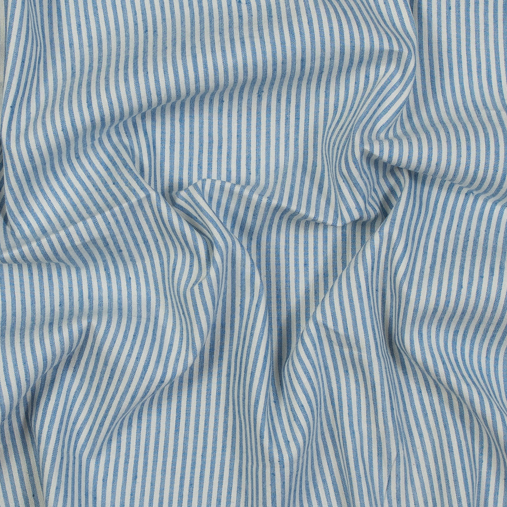 Stretch Linen Woven - Striped Blue - Asturias Collection