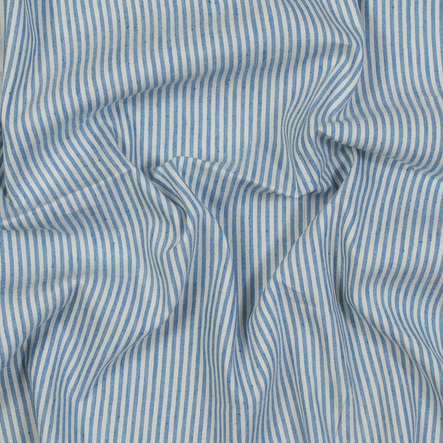 Stretch Linen Woven - Striped Blue - Asturias Collection