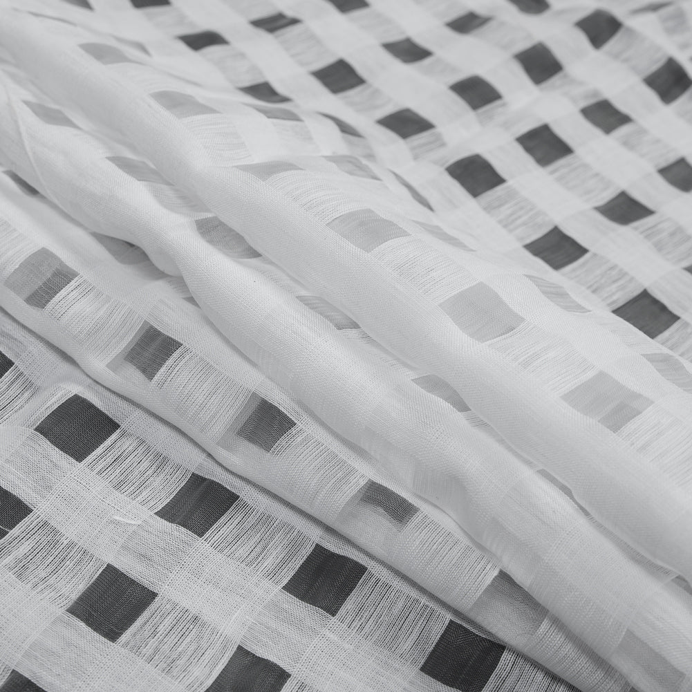 Checkered Linen Woven - White - Katia Collection Detail