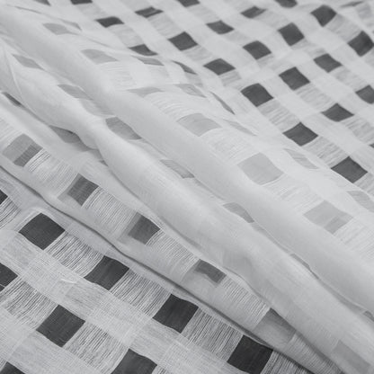 Checkered Linen Woven - White - Katia Collection Detail