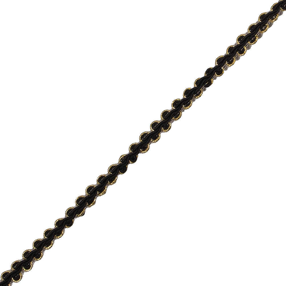 Black and Gold Metallic Braid - 0.25" Detail