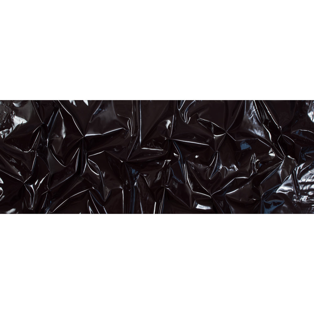 Faux Patent Leather with Black Knit Backing - Fudge Folded