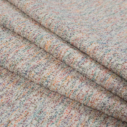 Multicolor and Ivory Crepe-Back Boucled Cotton Tweed Folded