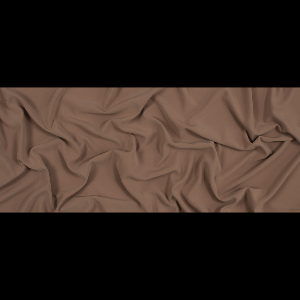 Italian Dark Beige Stretch Polyester Crepe Folded