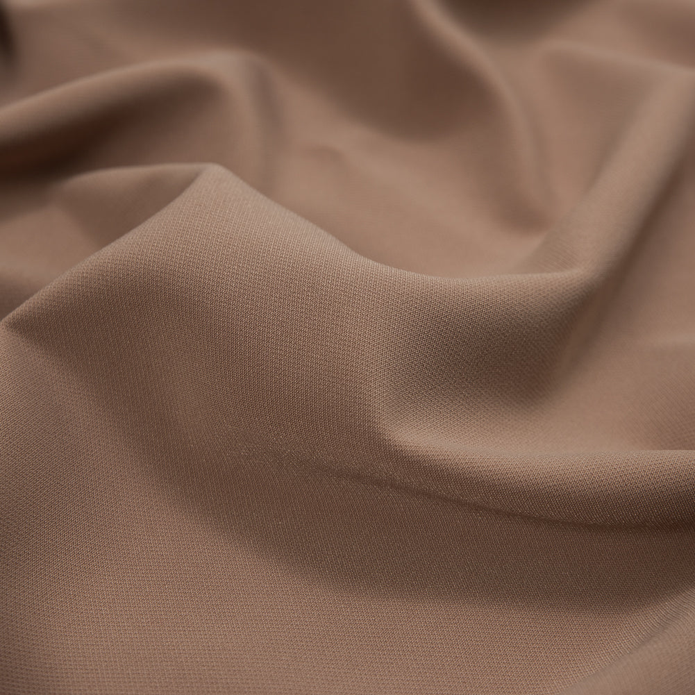Italian Dark Beige Stretch Polyester Crepe Full