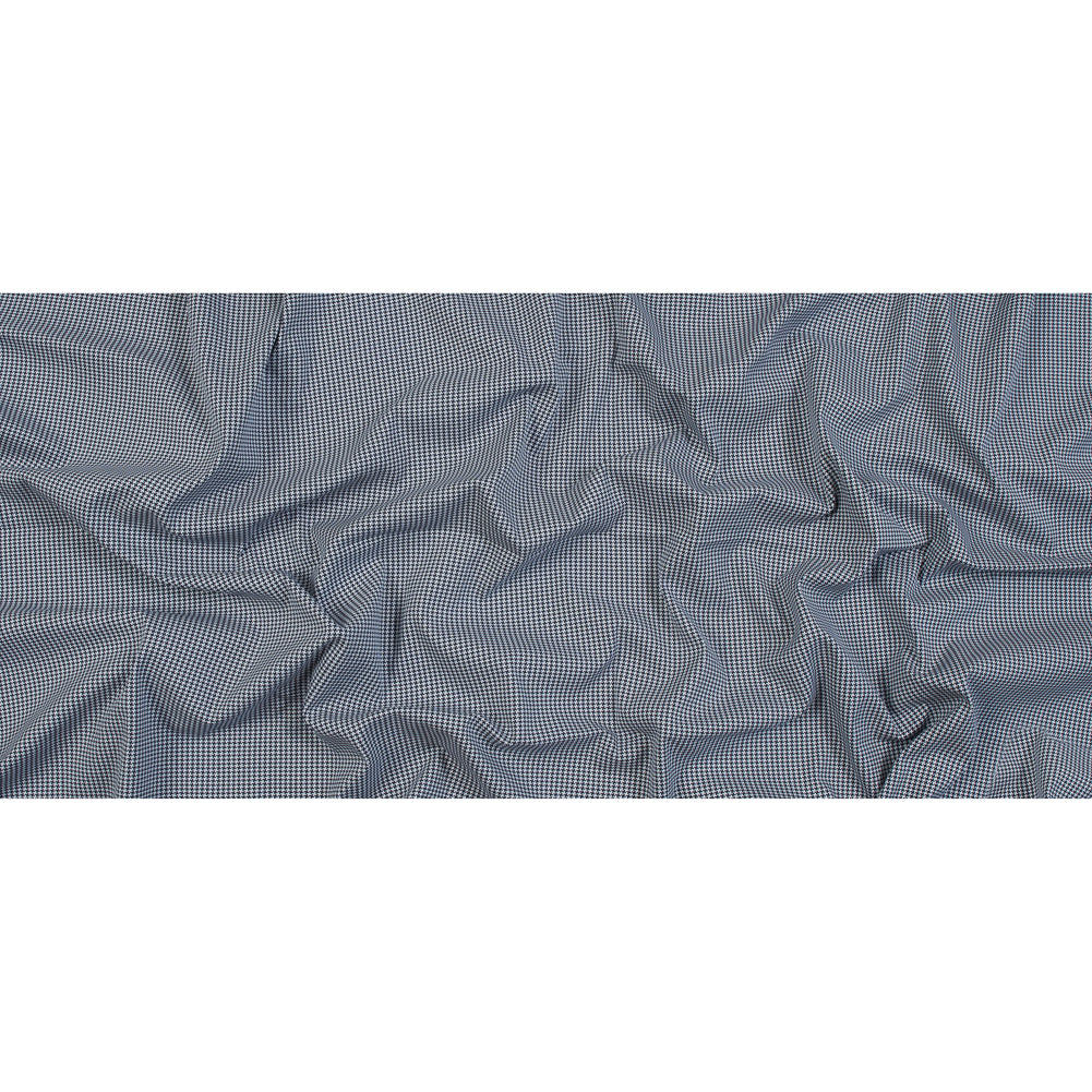 Navy and White Houndstooth Stretch Cotton Woven Folded