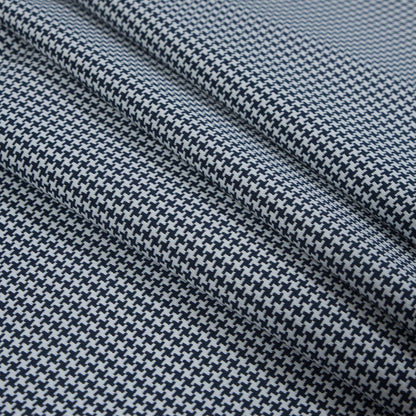 Navy and White Houndstooth Stretch Cotton Woven Detail