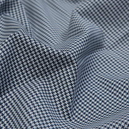 Navy and White Houndstooth Stretch Cotton Woven Full