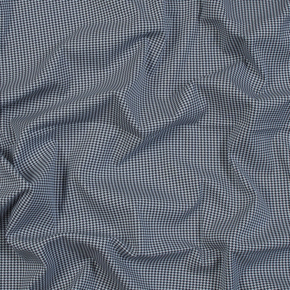 Navy and White Houndstooth Stretch Cotton Woven