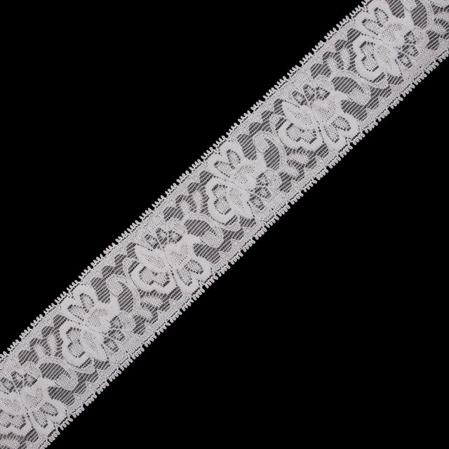 Off-White Stretch Lace Trim - 2.625"