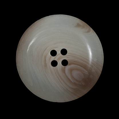 Brown and Ivory Swirled Plastic 4-Hole Button - 44L/28mm Detail
