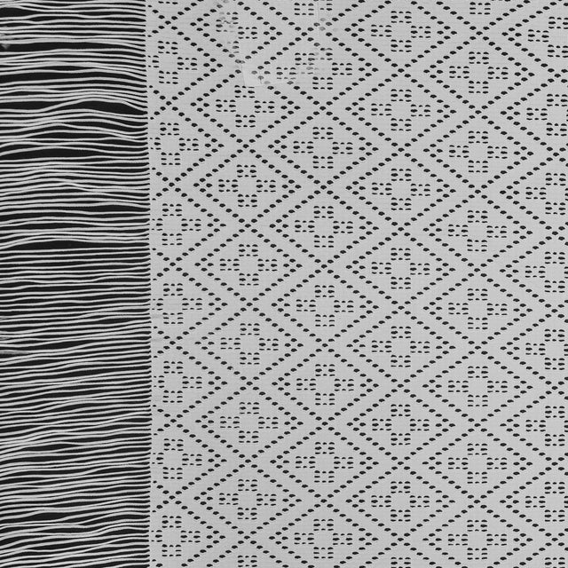 Italian White Geometric Crochet Knit with Fringe Selvages