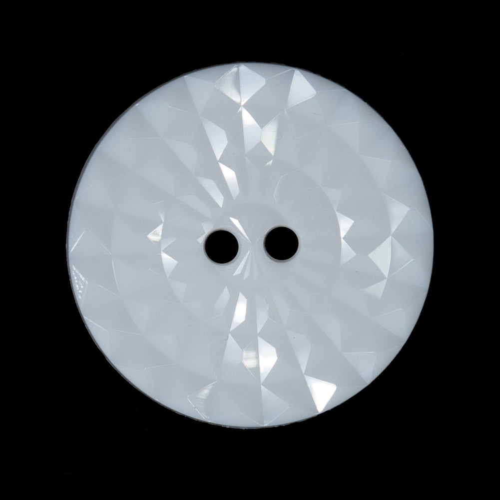 White Etched 2-Hole Plastic Button - 44L/28mm