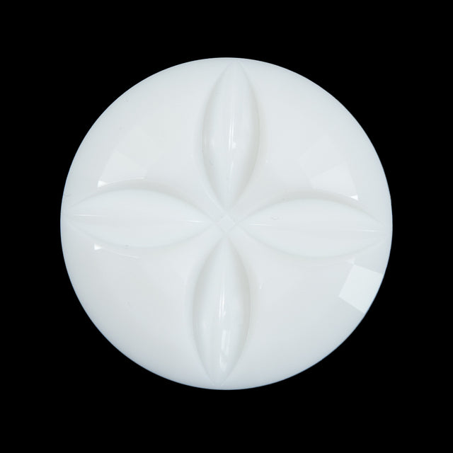 Italian White Floral Etched Shank Back Button - 44L/28mm