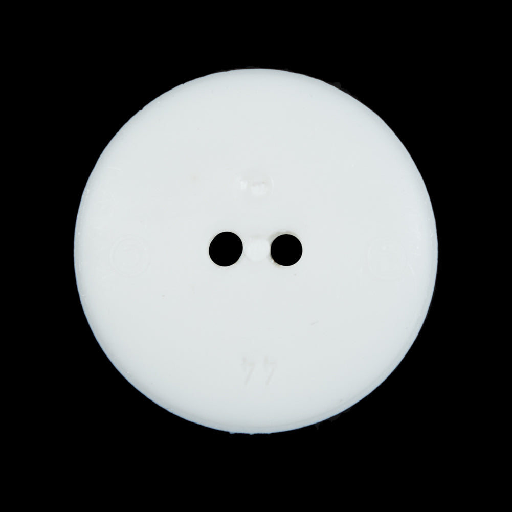 Italian White Beveled 2-Hole Button - 44L/28mm Detail
