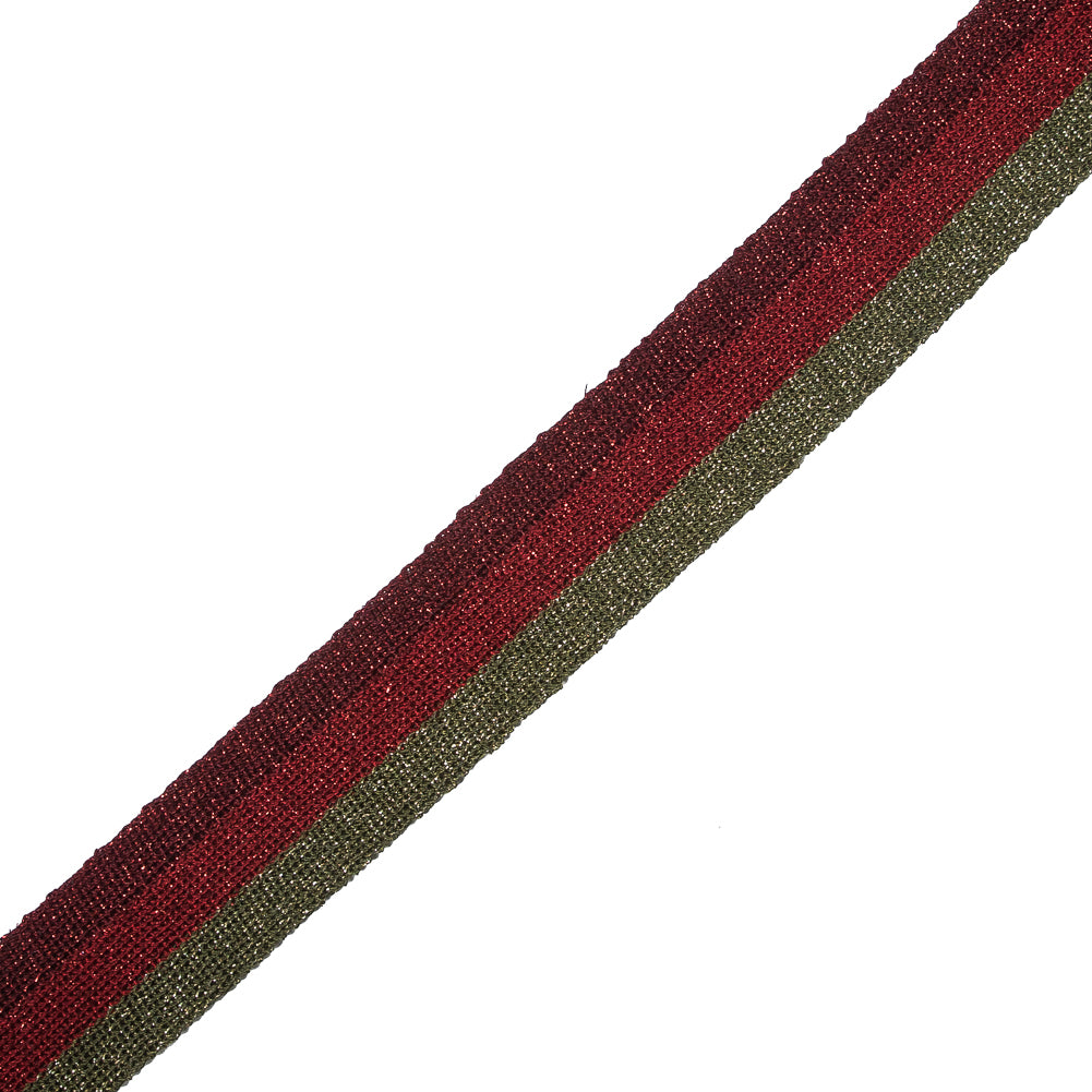 Red/Green/Gold Lurex Knit Trim - 1.25" Detail