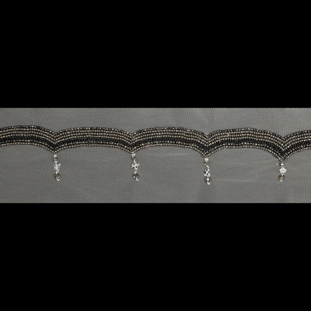 Italian Cloud Dancer Beaded and Scalloped Trim - 3.5"
