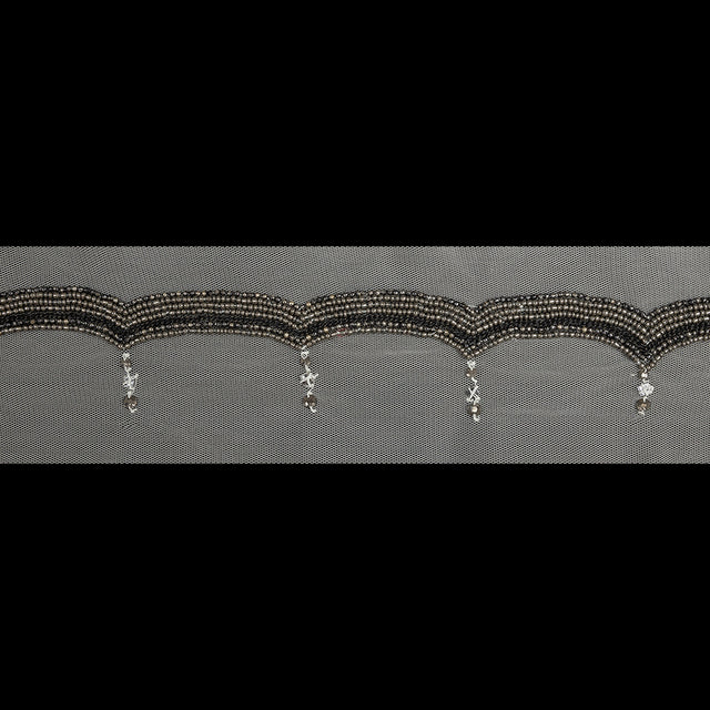 Italian Cloud Dancer Beaded and Scalloped Trim - 3.5"