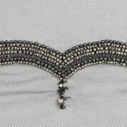 Italian Gray Beaded Scalloped Trim - 3.5" Detail