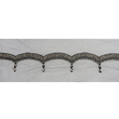 Italian Gray Beaded Scalloped Trim - 3.5"