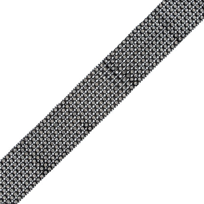 8 Row Black Trimming with Silver Rhinestones - 2"