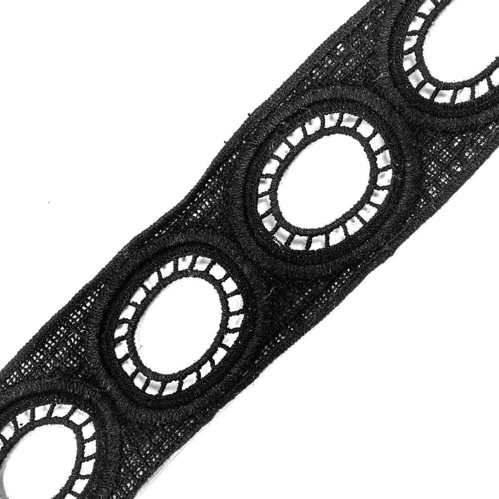 Pale Black Geometric Venise Lace - 2" Detail