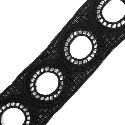 Black Geometric Venise Lace - 2" Detail