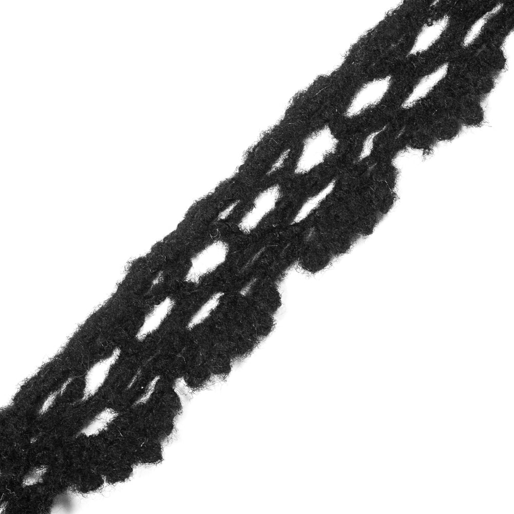 Black Crochet Wool Trim - 1.375" Detail