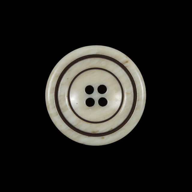 Cream and Brown Plastic 4-Hole Button - 36L/23mm