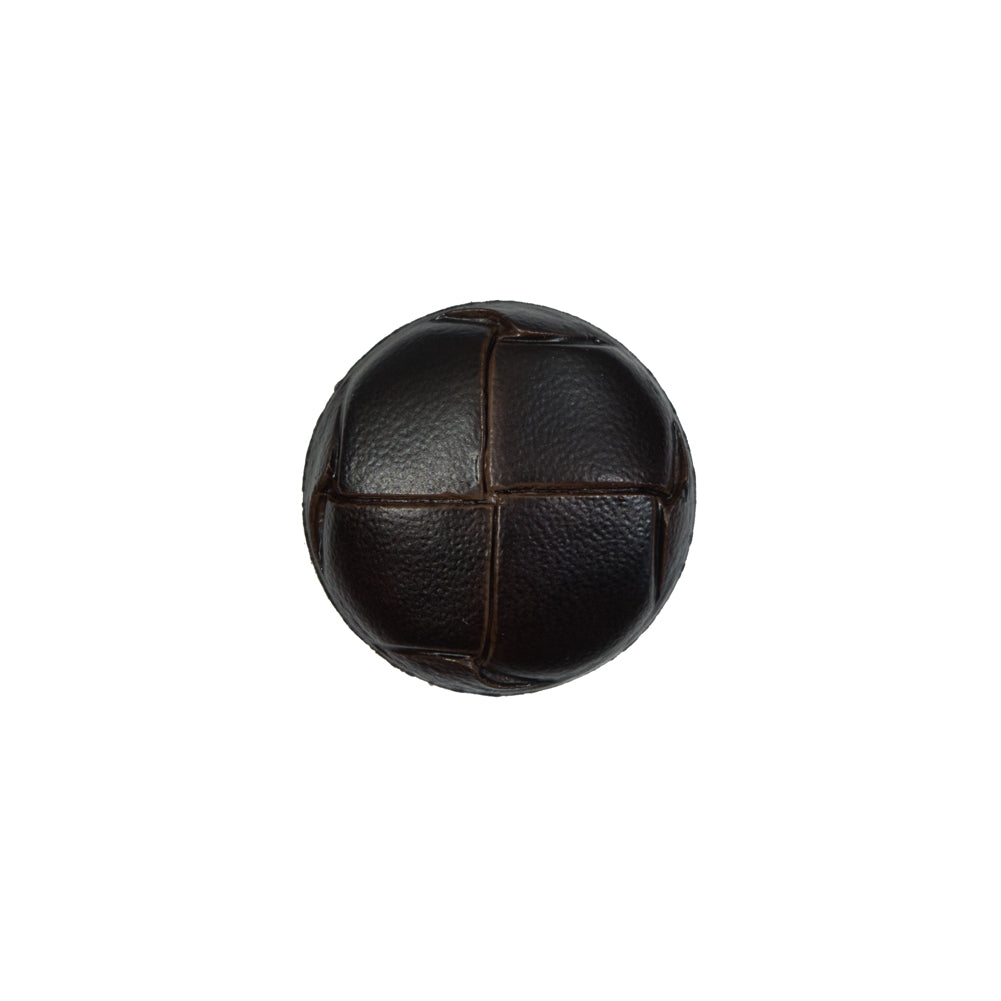 Brown Faux Leather Shank Back Button - 24L/15mm