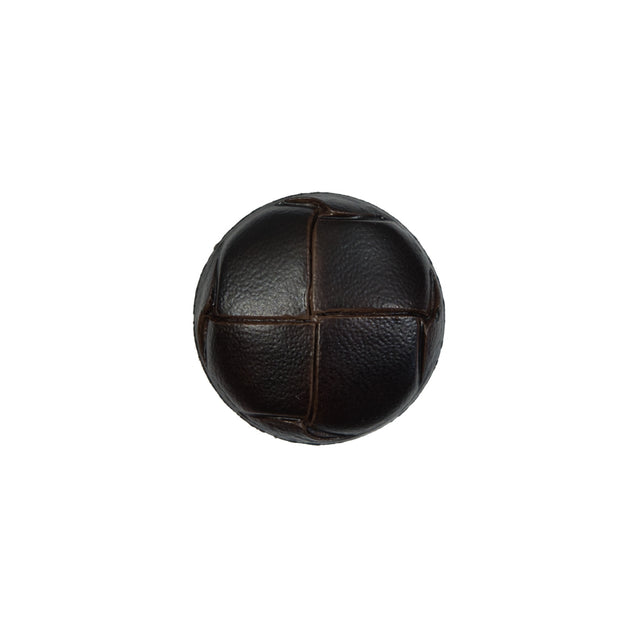 Brown Faux Leather Shank Back Button - 24L/15mm