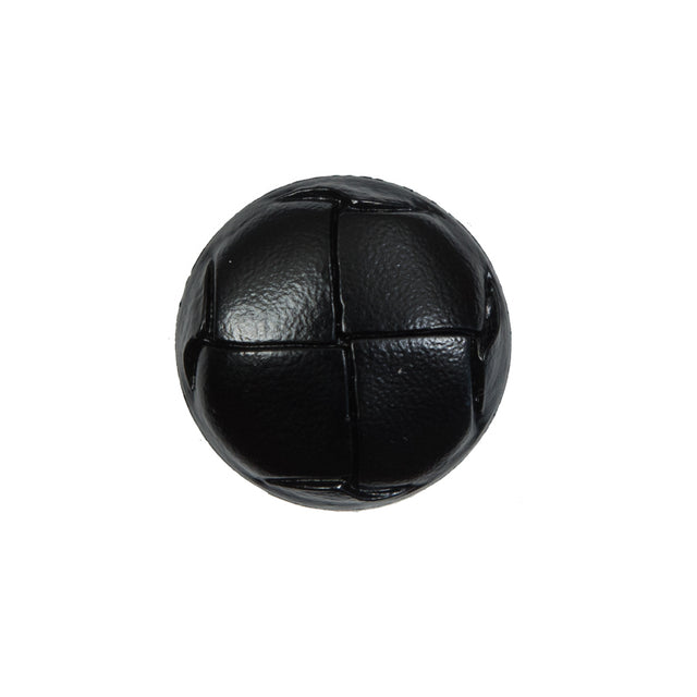 Black Faux Leather Shank Back Button - 32L/20mm