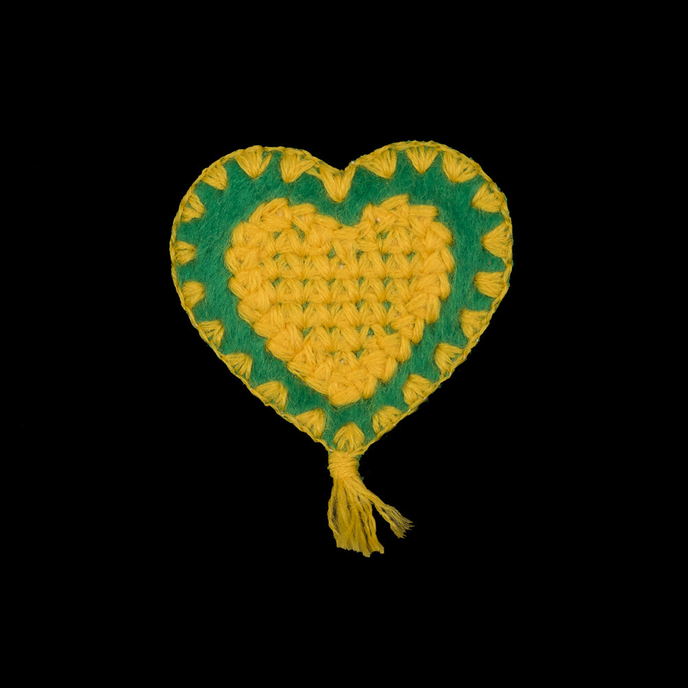 Yellow and Green Heart Iron-on Patches - 2.5" x 2"