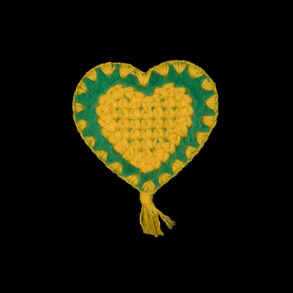 Yellow and Green Heart Iron-on Patches - 2.5" x 2"