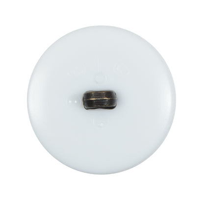 White and Antique Gold Plastic Shank Back Button - 44L/28mm Detail