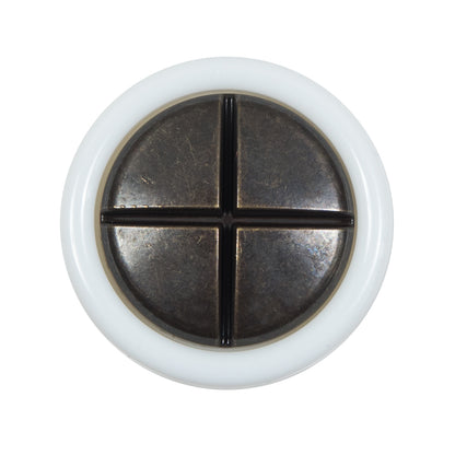 White and Antique Gold Plastic Shank Back Button - 44L/28mm