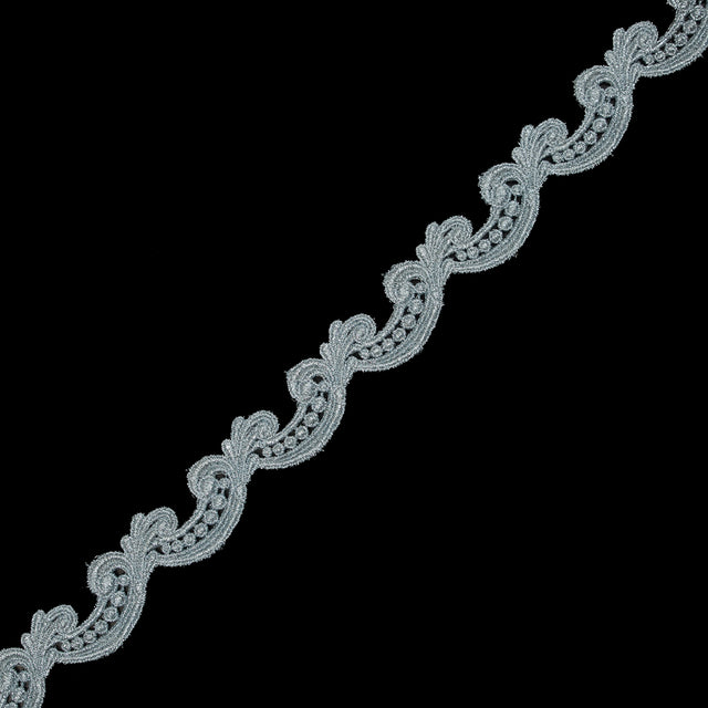 Metallic Ice Blue Guipure Lace Trim - 1.25"