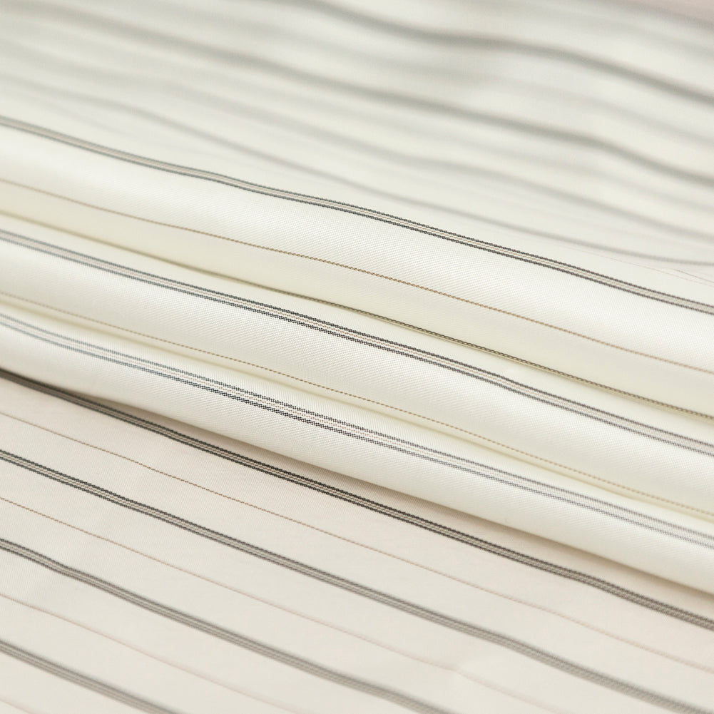 Bemberg Lining - Ivory and Black Stripes Detail