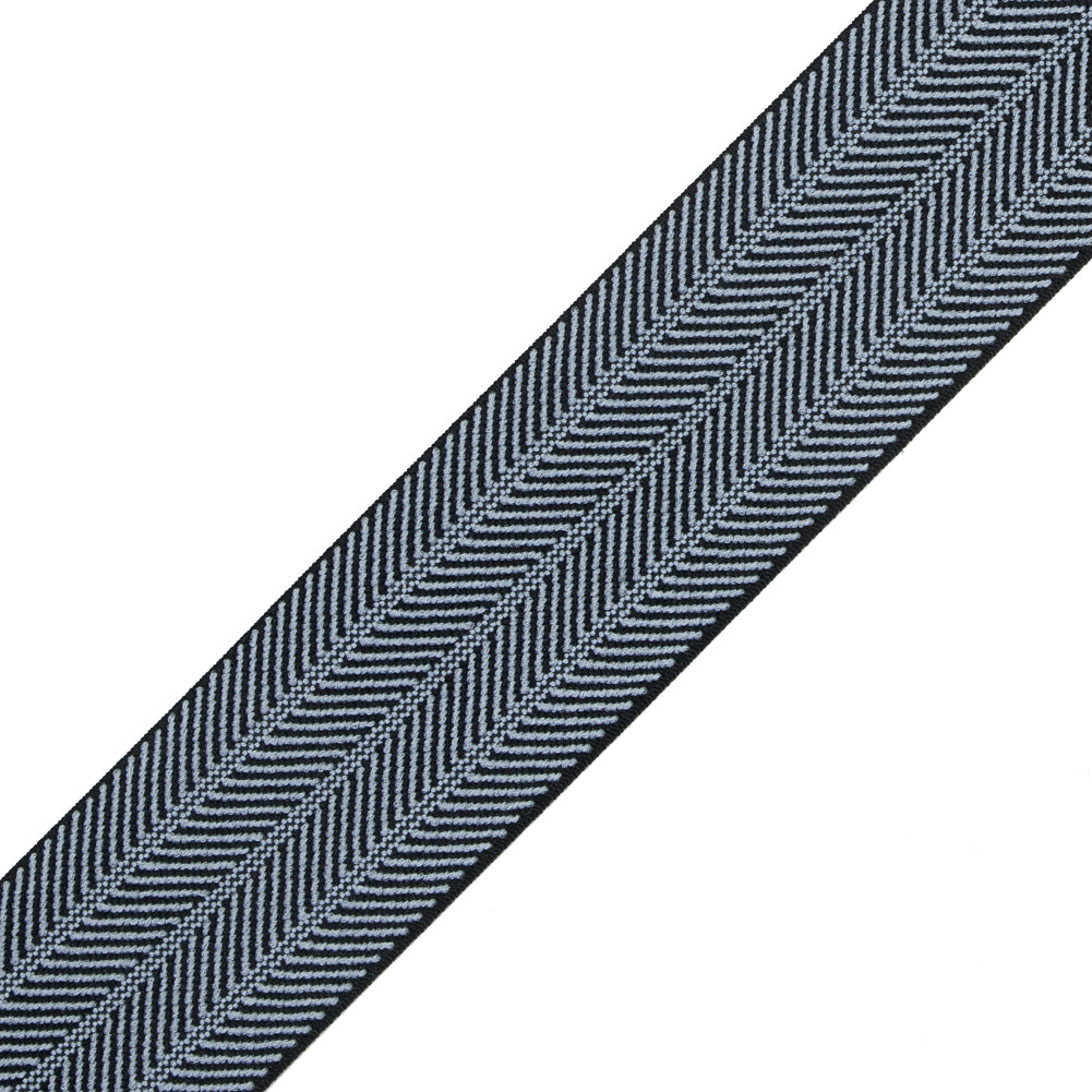 Italian Black and Gray Herringbone Elastic - 1.5" Detail