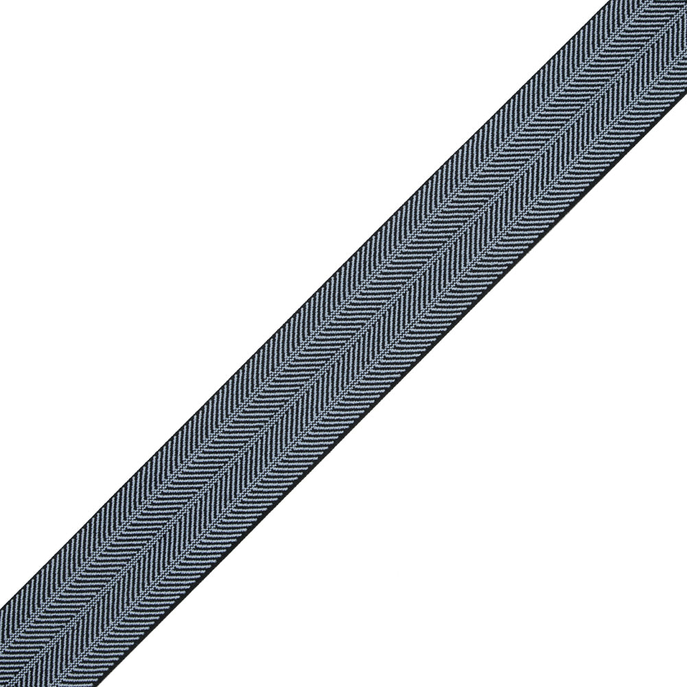 Italian Black and Gray Herringbone Elastic - 1.5"