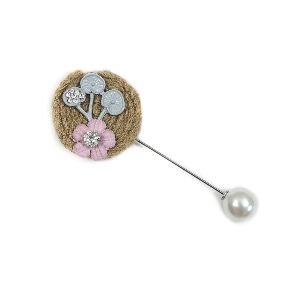 Italian Green and Gray Brooch with Pearl Closure - 3.5"