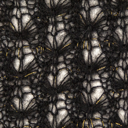 Black and Metallic Gold Blended Wool Crochet Lace Full