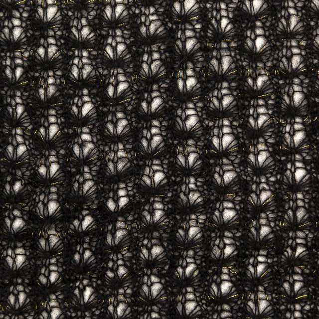 Black and Metallic Gold Blended Wool Crochet Lace