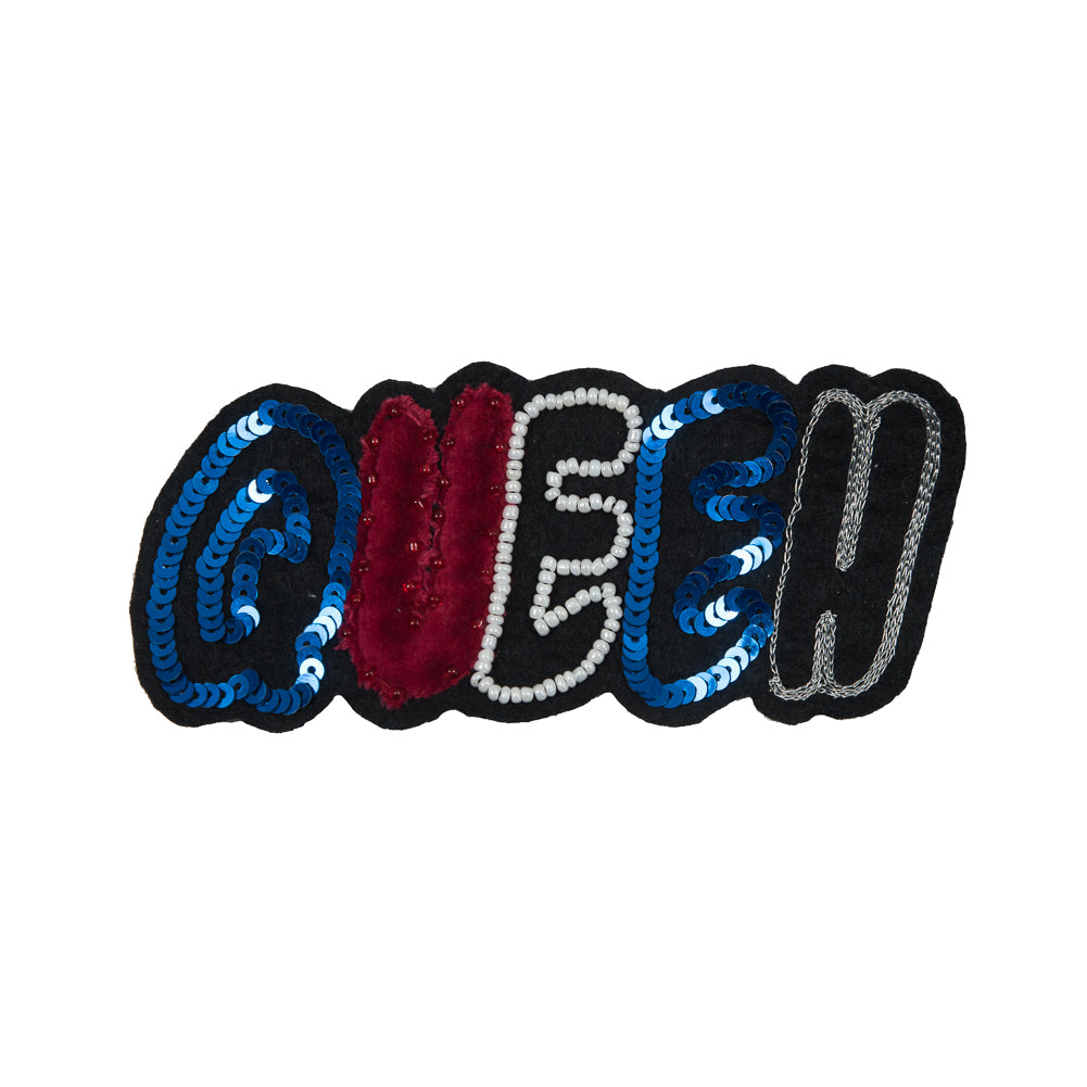 Italian Sequined and Beaded Sew-On Queen Patch - 5"