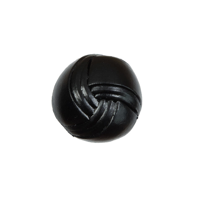 Black Leather Shank Back Button - 32L/20mm