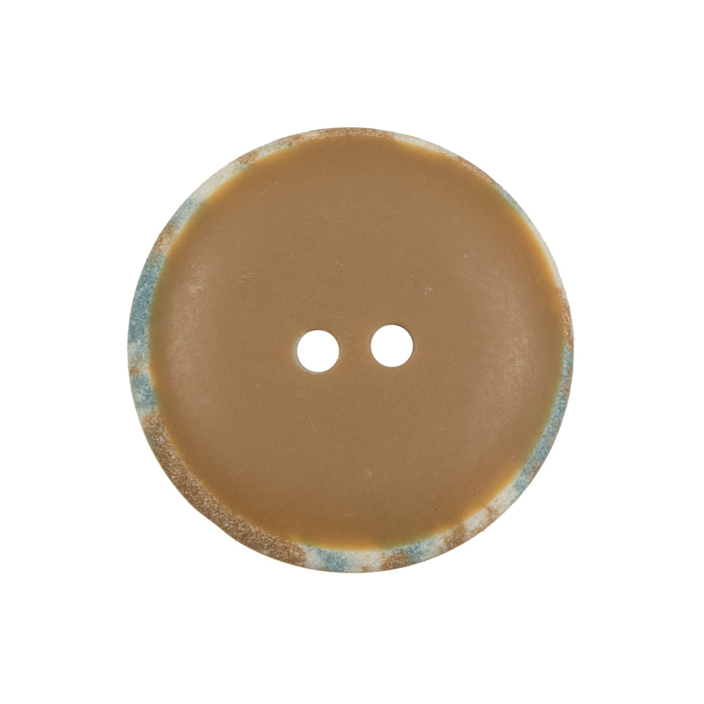 Beige and Blue 2-Hole Button - 40L/25.5mm Detail