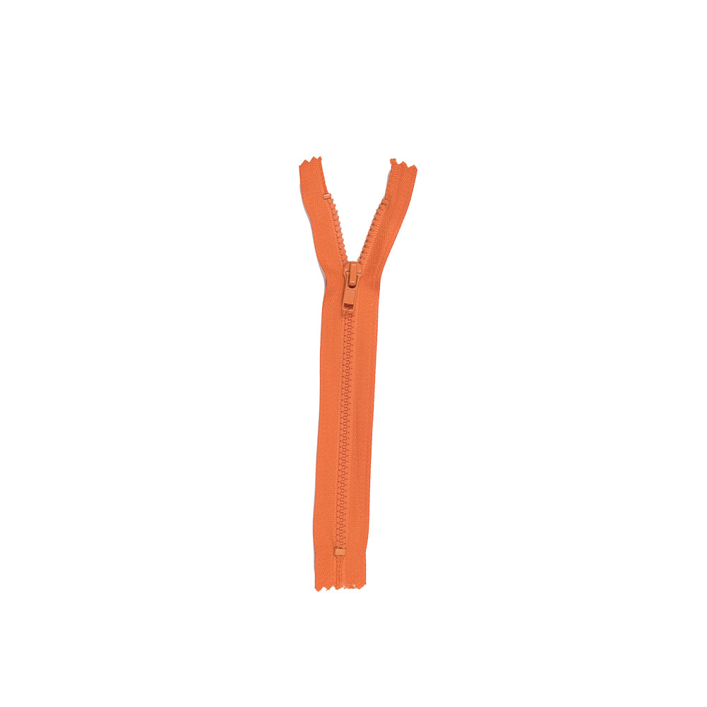 Orange Closed Bottom Plastic Molded Zipper - 6.5" Detail