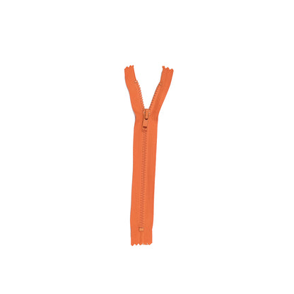 Orange Closed Bottom Plastic Molded Zipper - 6.5" Detail